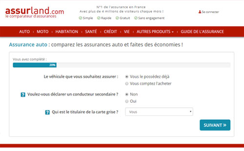 C'est là que commence la comparaison d'assurance auto... Première page du formulaire d'assurance auto